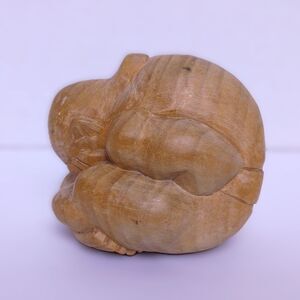 20th C Hand Carved Teak Weeping Buddha Figure Sculpture Crying Monk Yogi